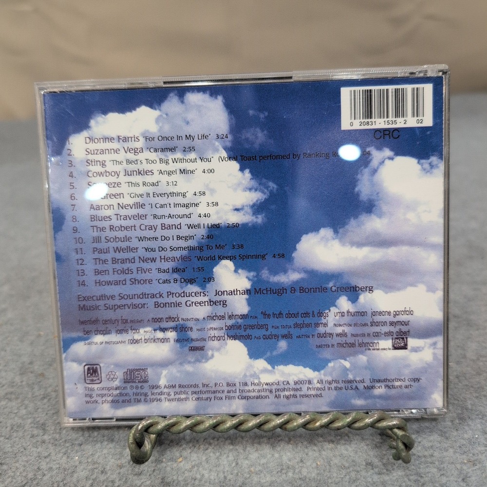 The Truth About Cats & Dogs Soundtrack CD 1996 Sting Suzanne Vega 020831153520 - Picture 2 of 2